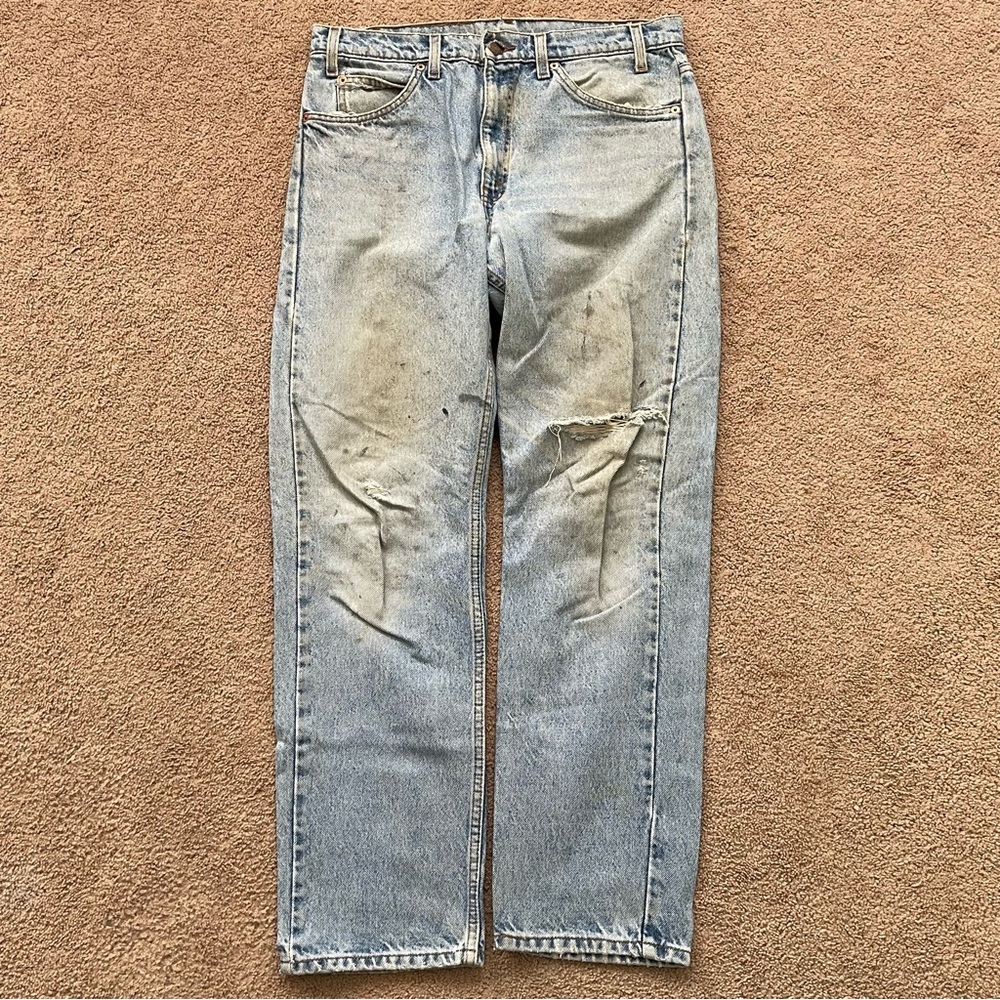 Vintage Levi's 505 Orange Tab Jeans Straight Regular Fit 33x30 1980s Light Wash